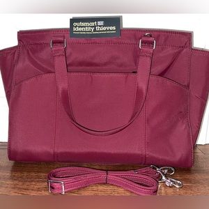 TravelSmith Burgundy RFID Crossbody Bag with Anti-Theft Pacsafe